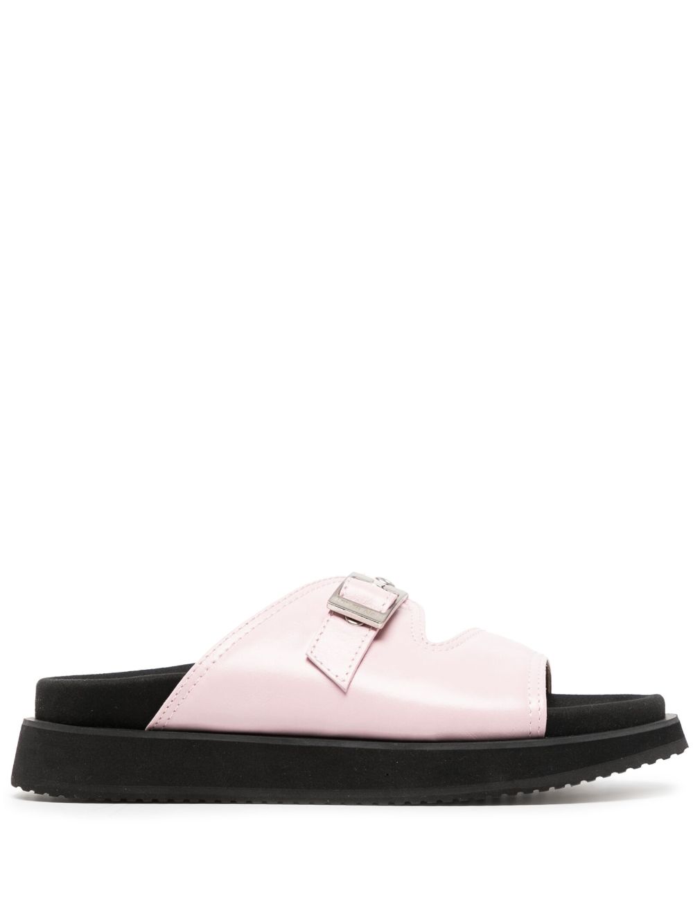 Buckle-fastening leather sandals - Pink