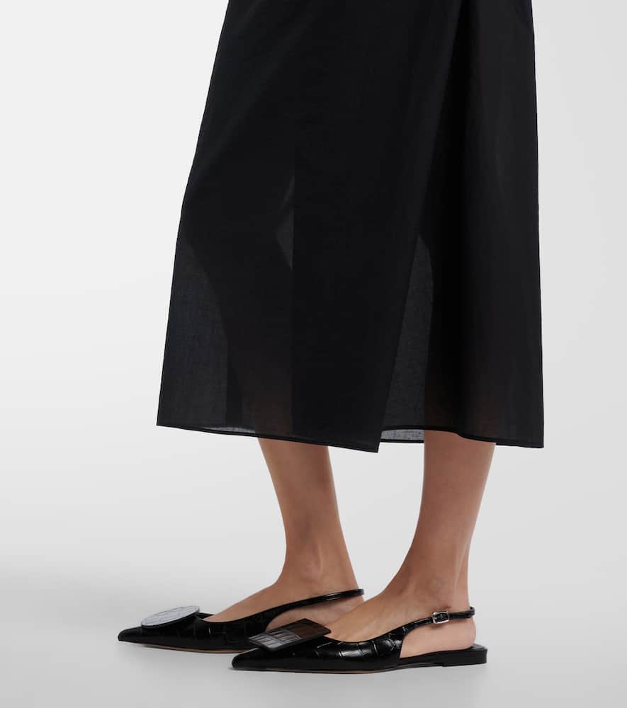 Drap cotton-blend poplin midi dress