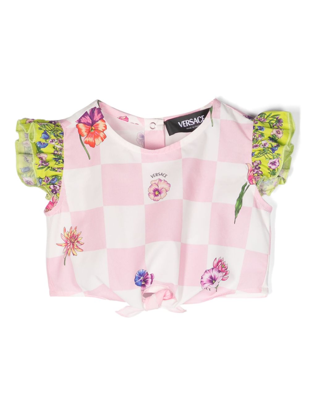 Check-print cotton blouse - Pink