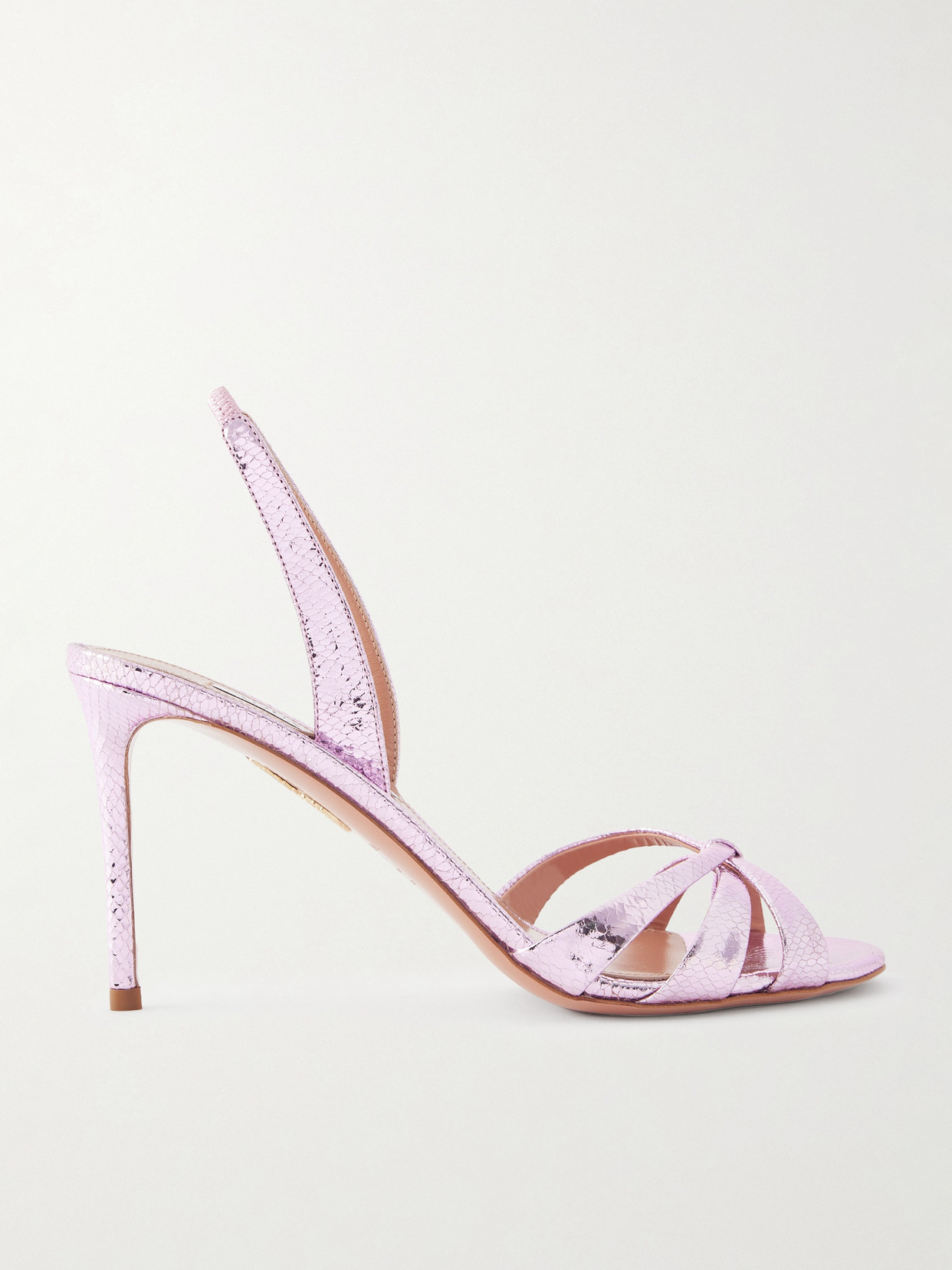 Tati 85 Metallic Snake-effect Leather Slingback Sandals - Pink