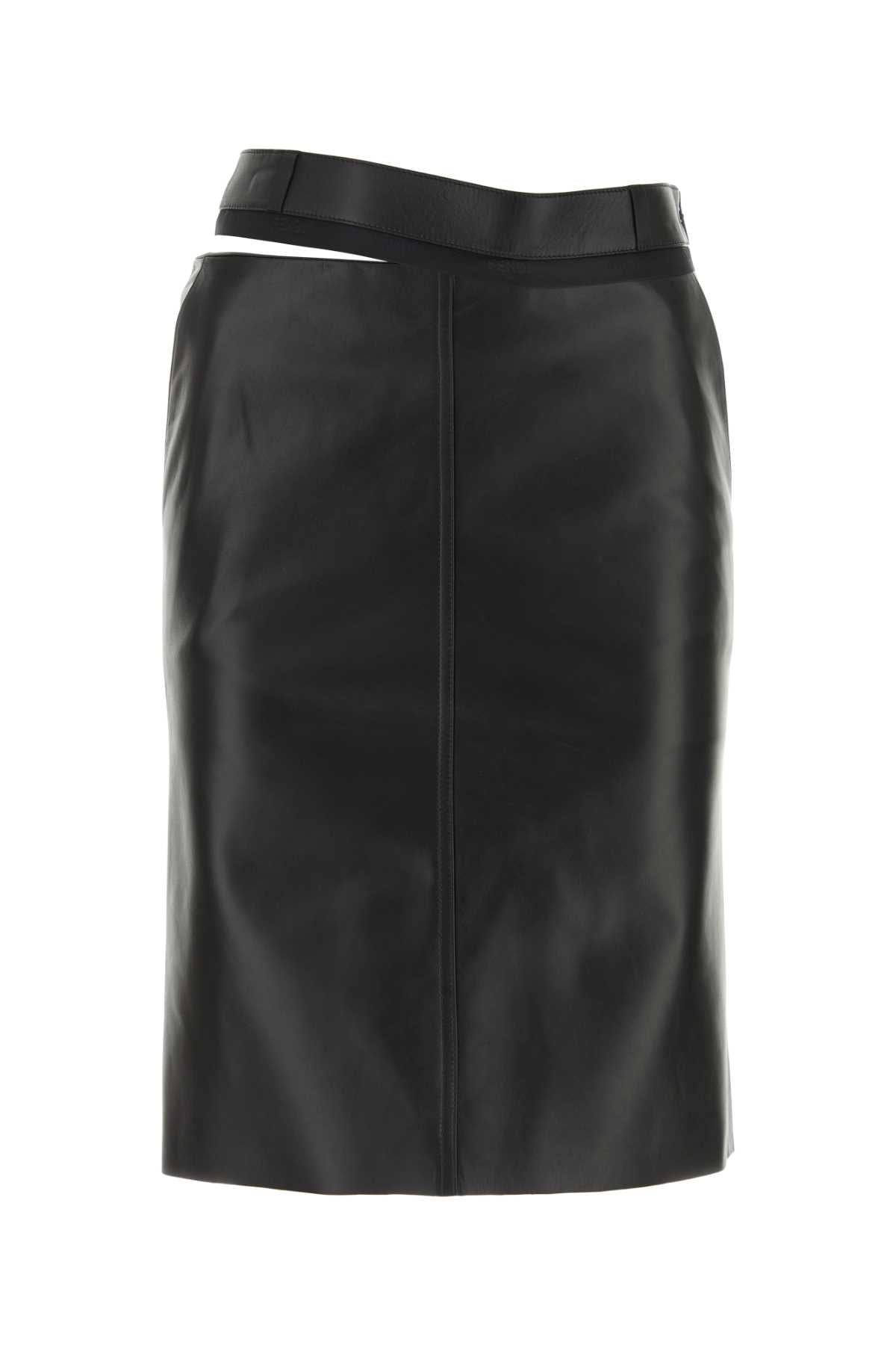 Calf Leather Pencil Skirt — Black