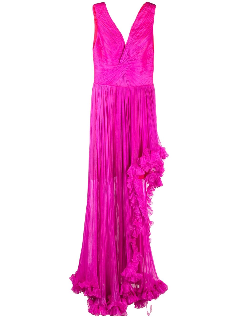 Ruffle-detailing V-neck dress - Pink