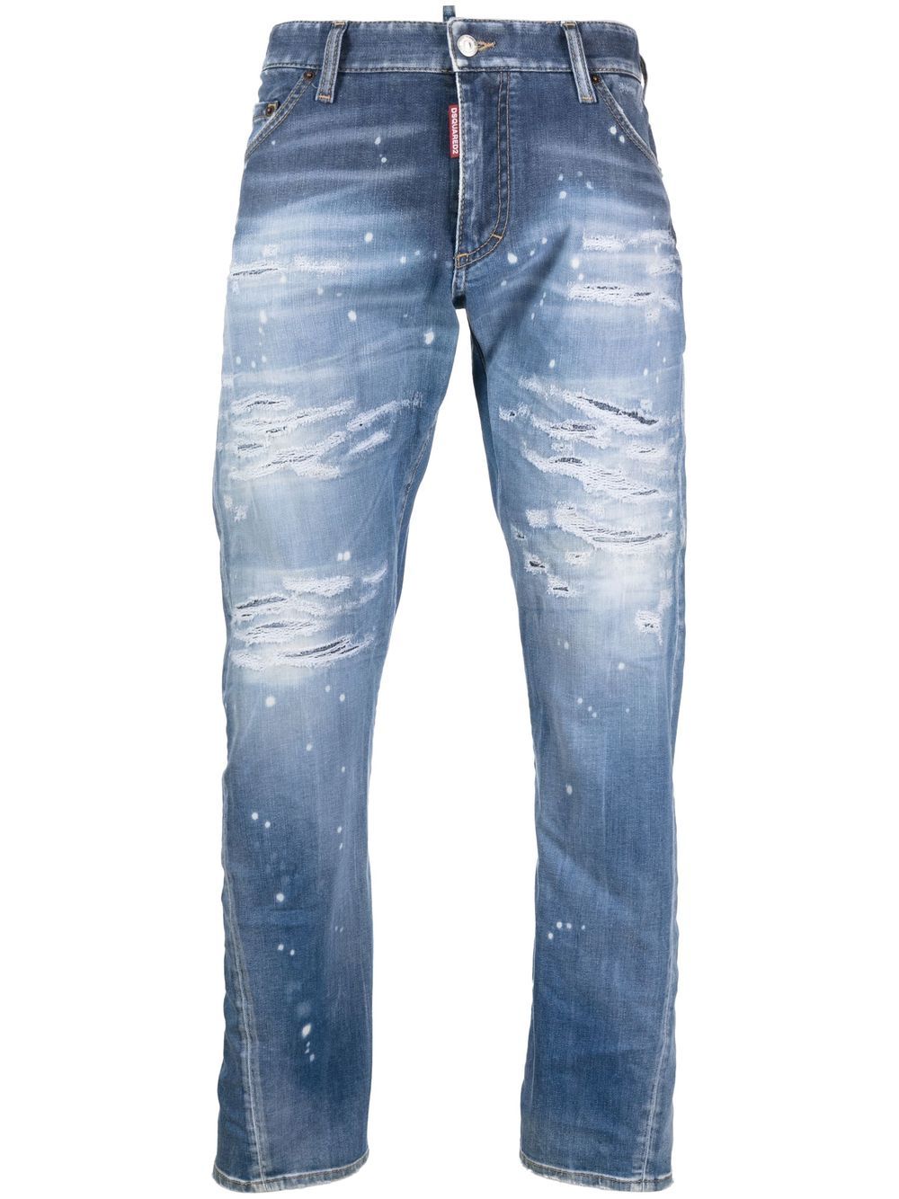 Distressed slim-cut jeans - Blue