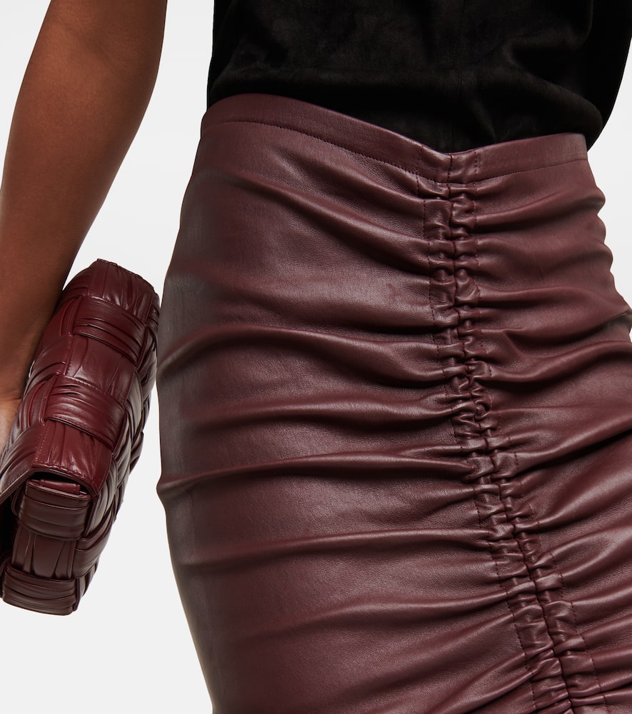 Mouna ruched leather miniskirt