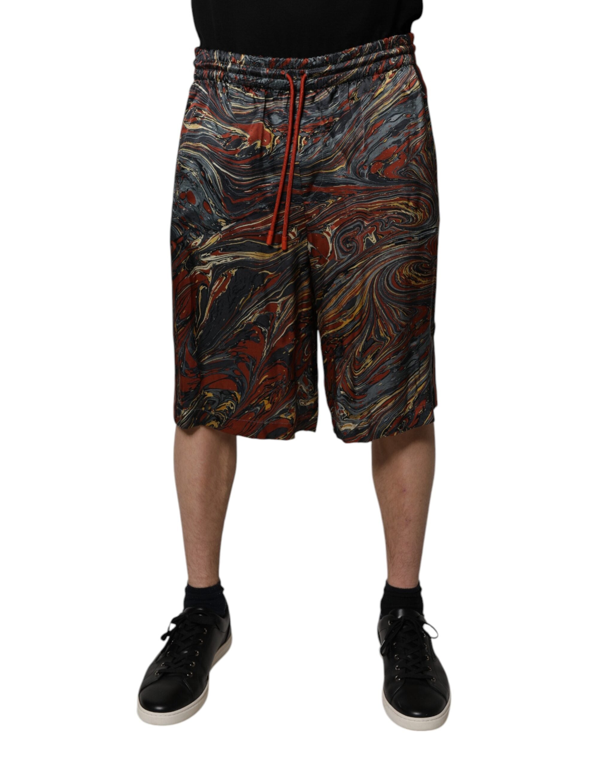 Marble Print Bermuda Shorts — Multicolor
