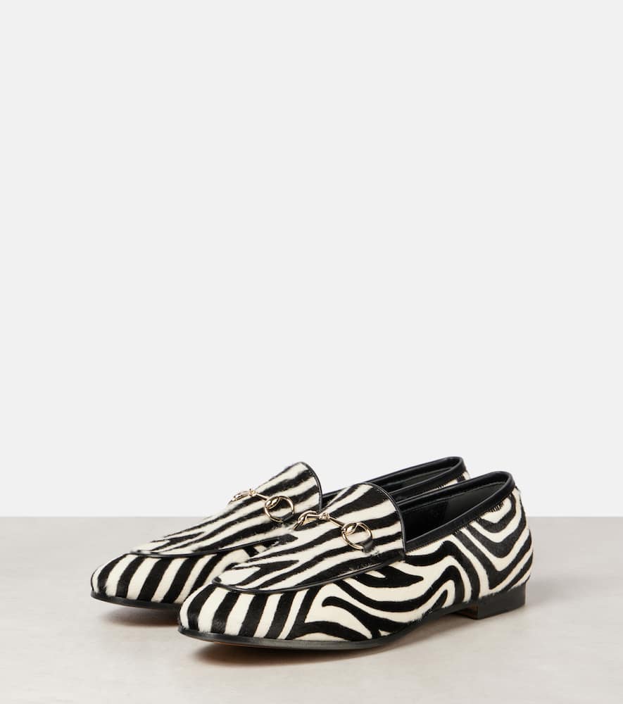 Horsebit zebra-print calf hair loafers