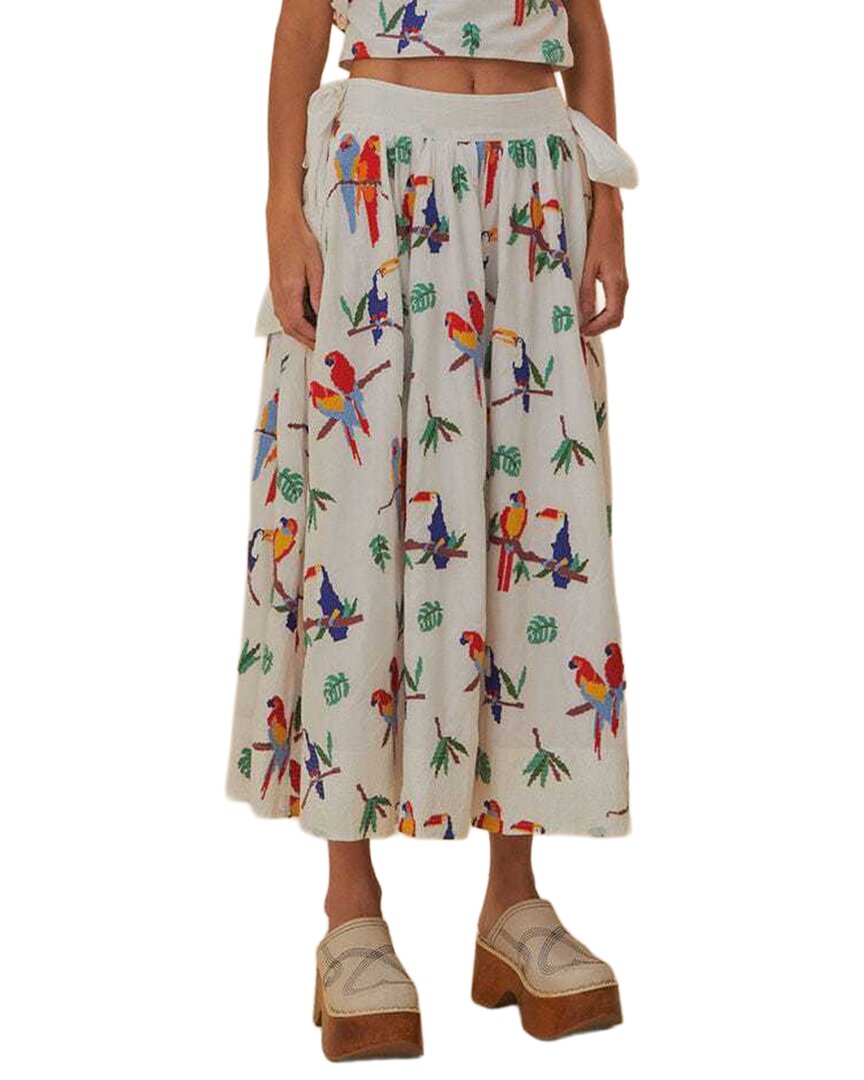 Off-White Stitched Birds Side Bow Midi Skirt