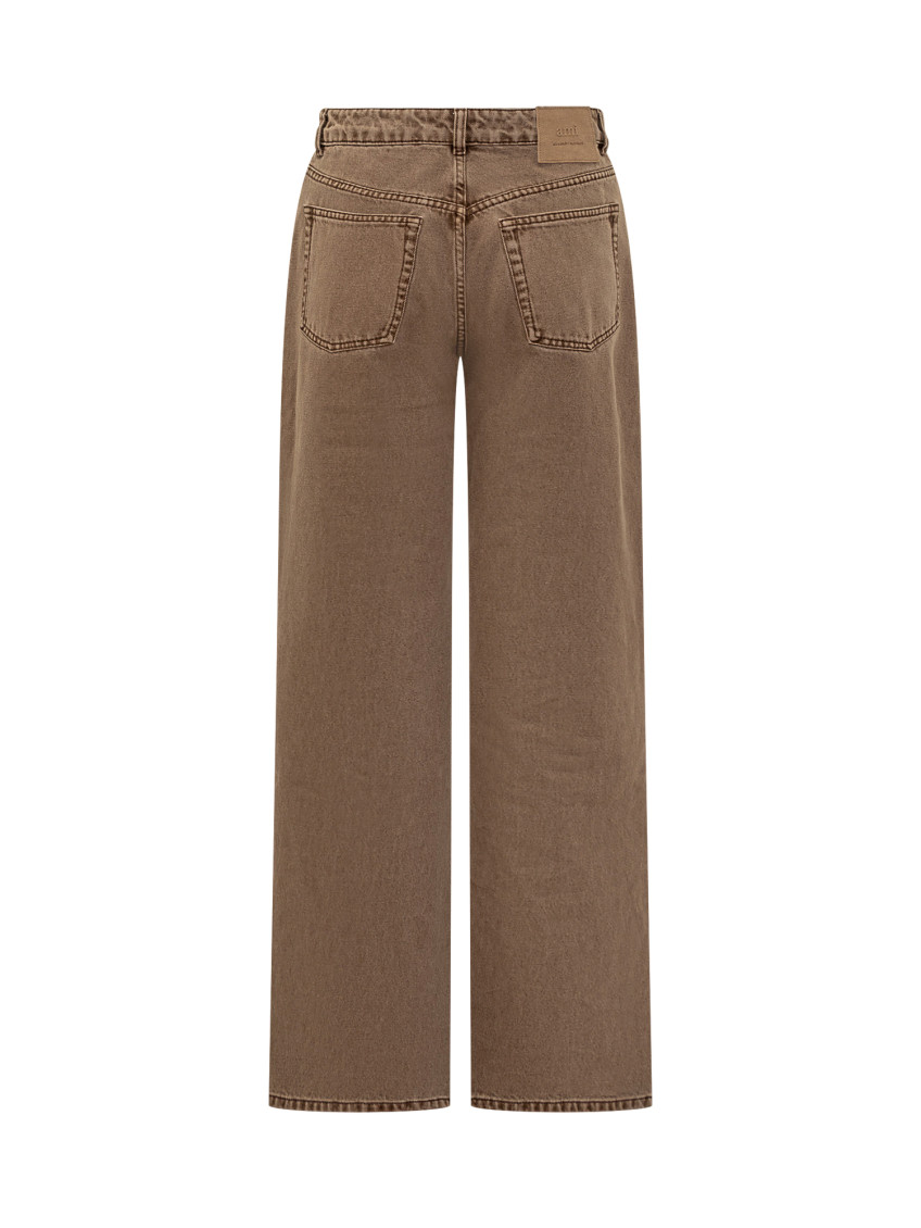Brown Straight Mid Rise Jeans