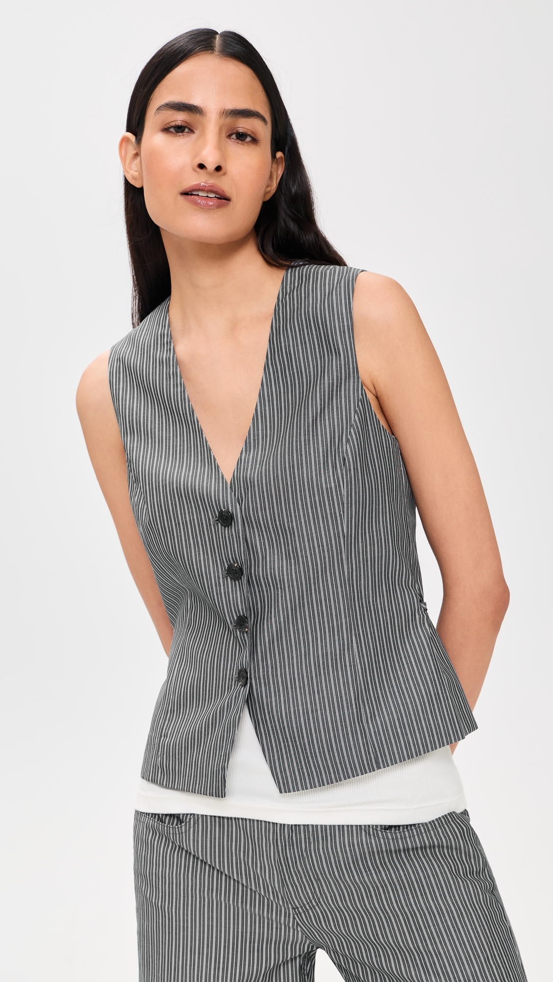 Paulette Stripe Poplin Vest Salst