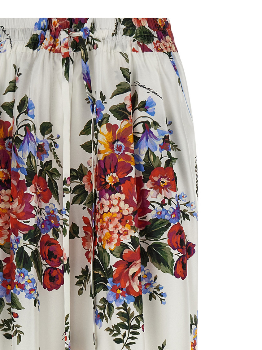 Flower Print Silk Trousers