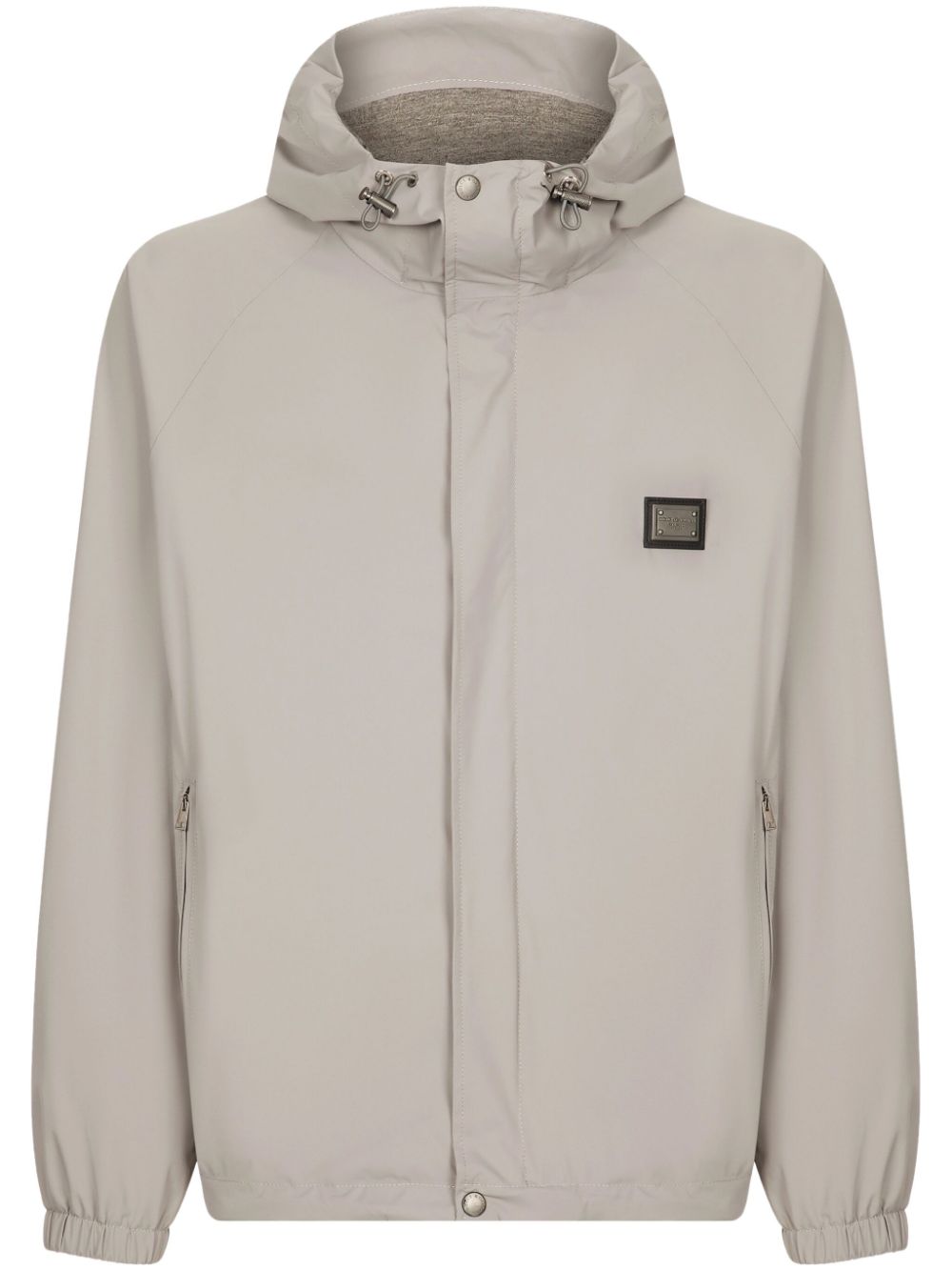 Logo-plaque hooded jacket - Grey