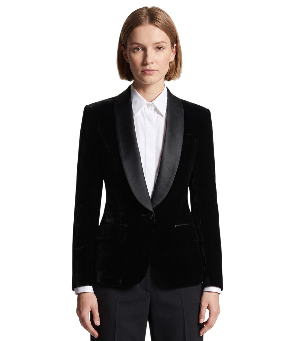 Shawl-lapels single-breasted blazer - Black