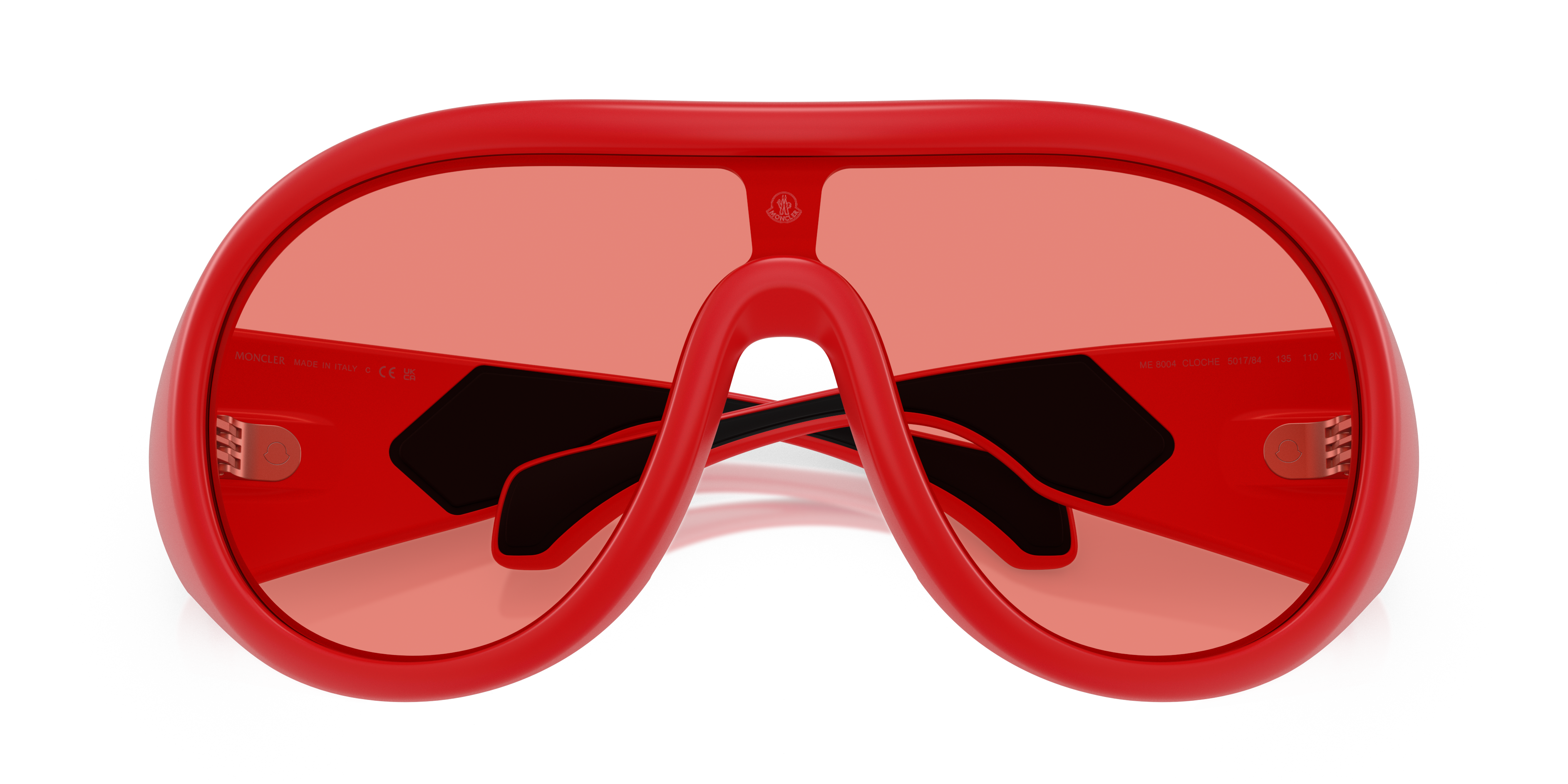 Moncler Unisex Moncler ME8004 CLOCHE 501784 Sunglasses Injected Red Red Pilot Norma