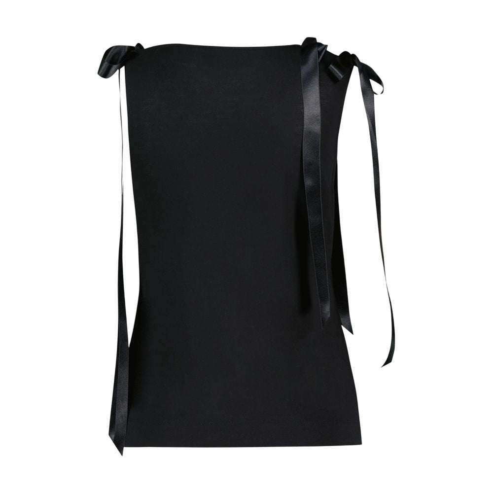 Ribbon-Tie Detail Tank Top — Black
