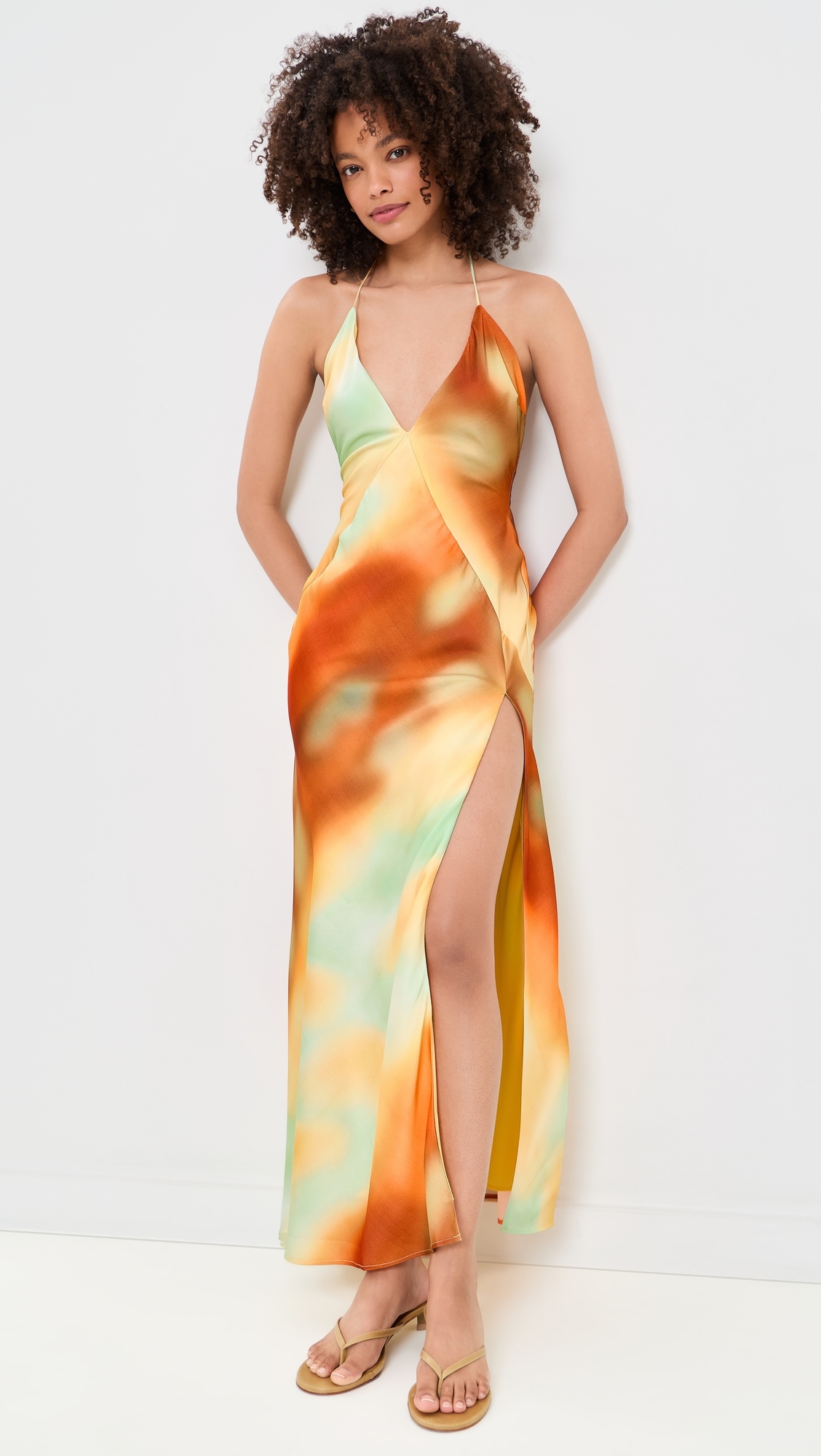 Lizbeth Halter Maxi Dress Sunrise Abstract