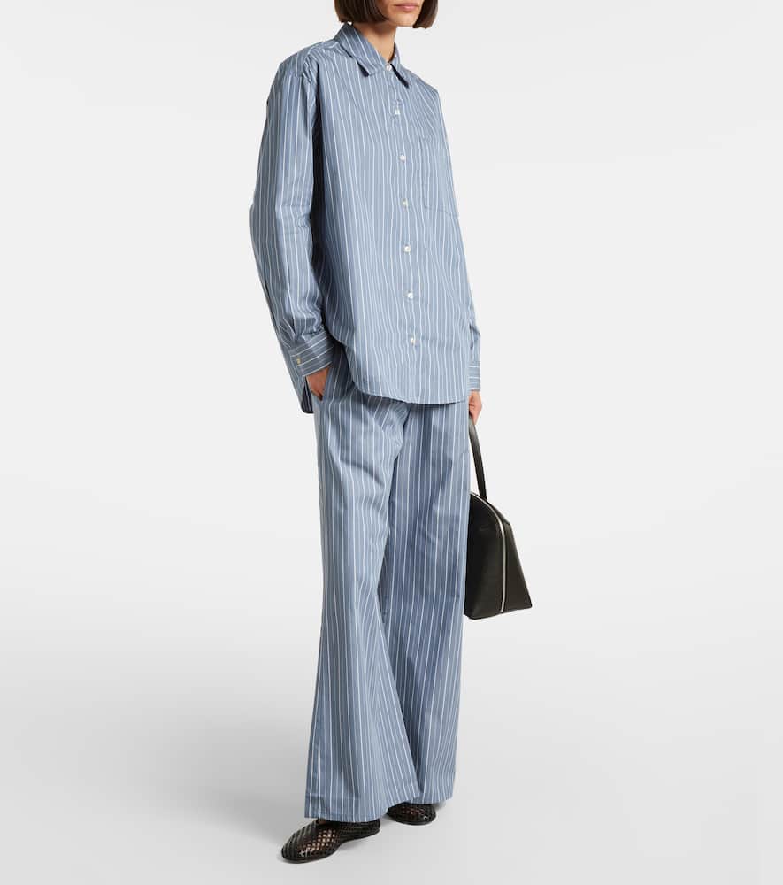 Yoshi striped cotton-blend poplin shirt