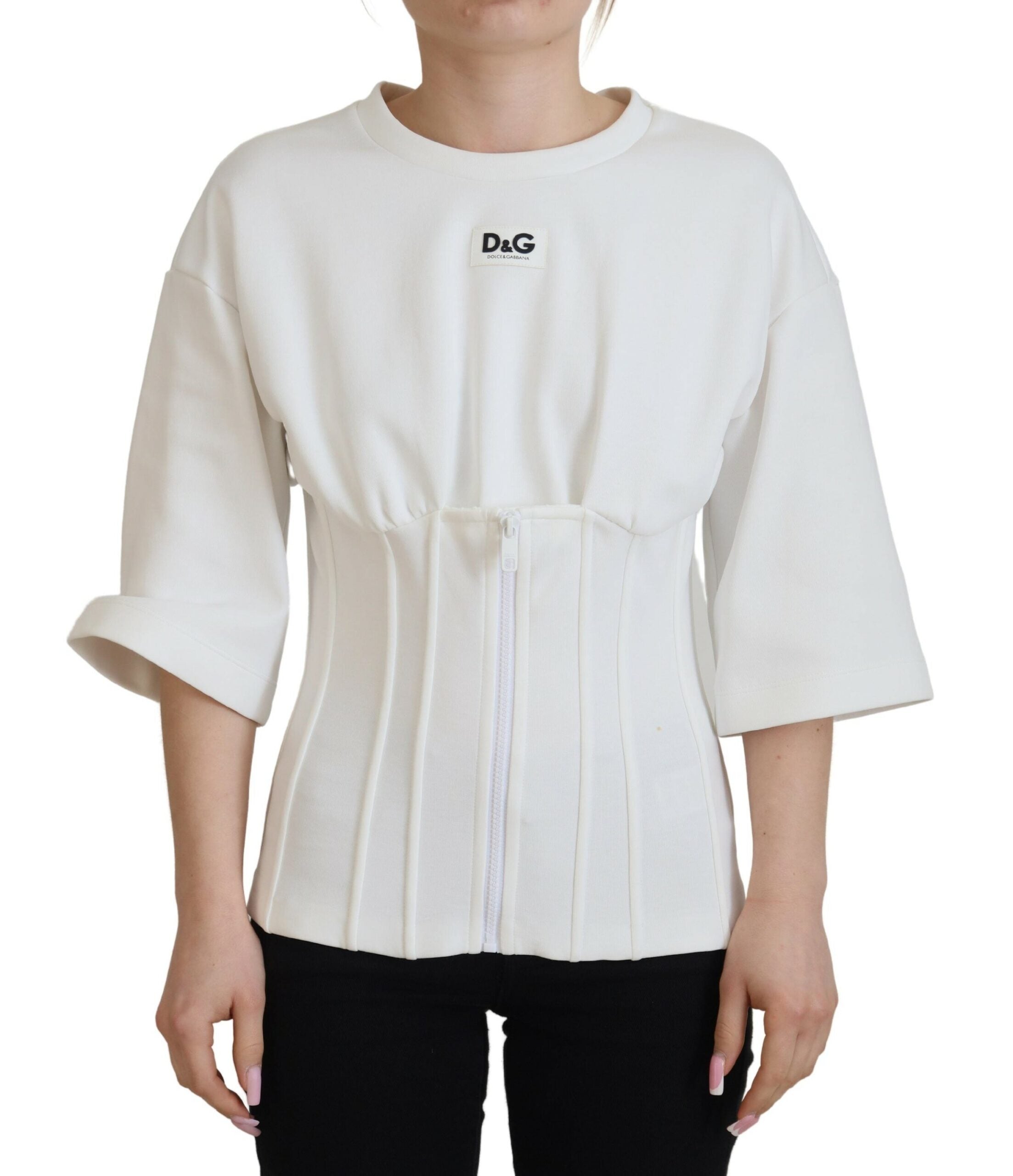 Corset-Detail Cotton Blouse — White