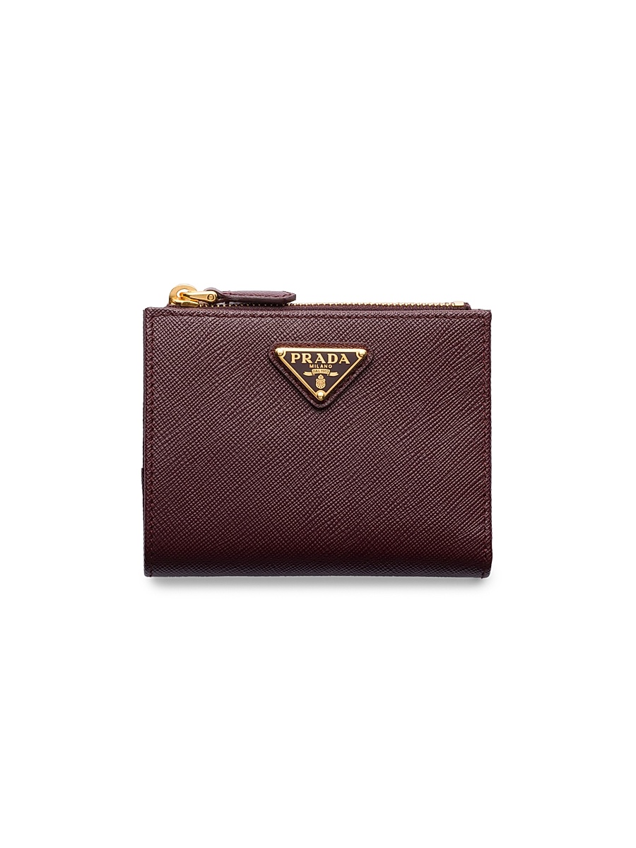 Women's Small Saffiano Leather Wallet - Dark Red