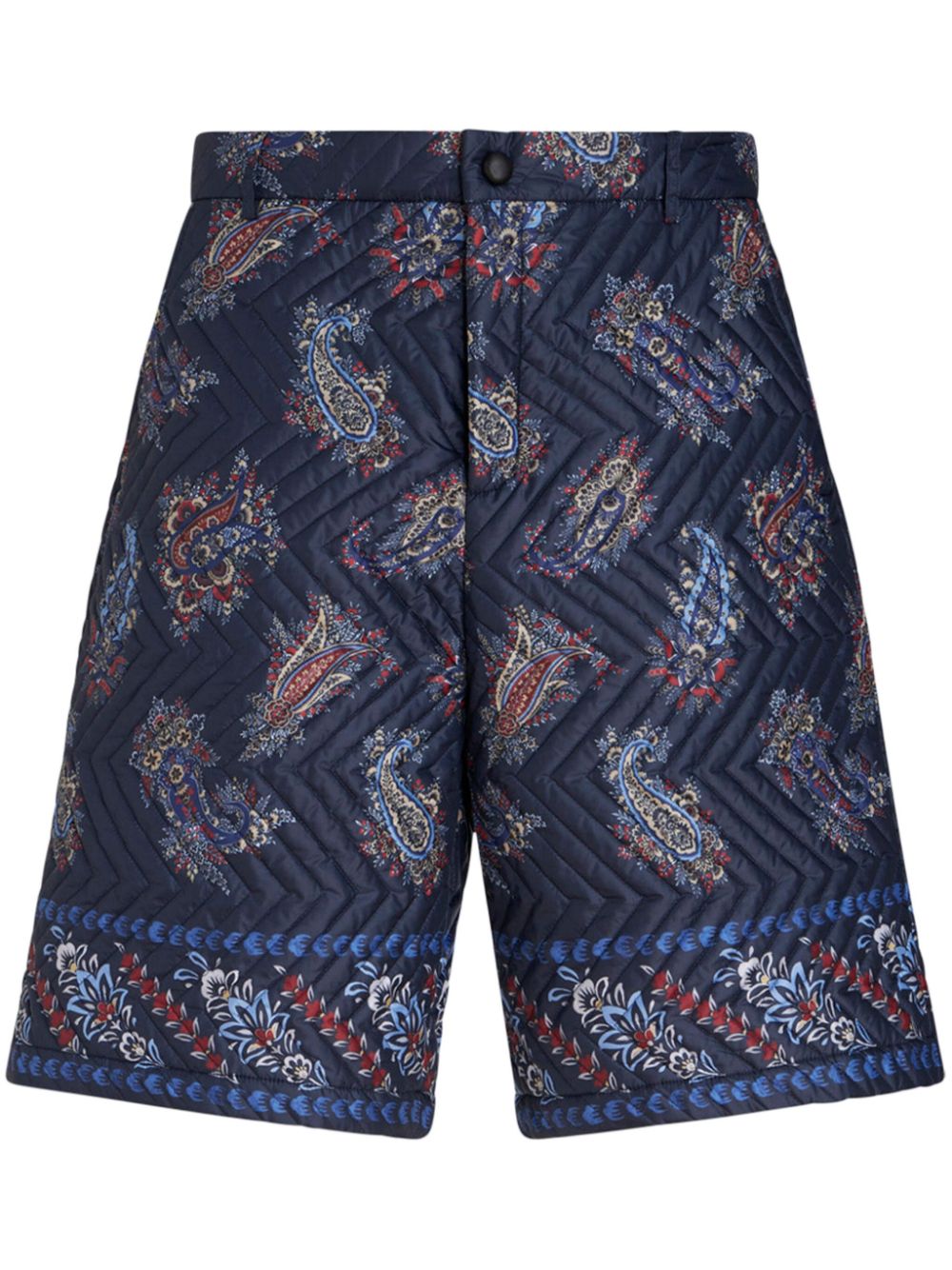 Paisley-print quilted bermuda shorts - Blue