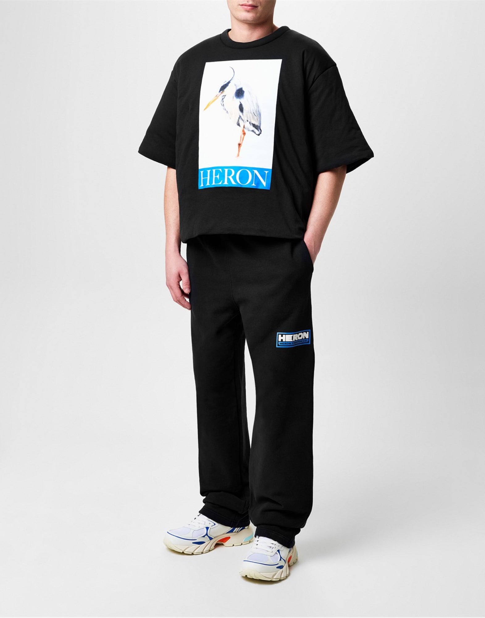 Heron Bird Painted Logo T-Shirt — Black