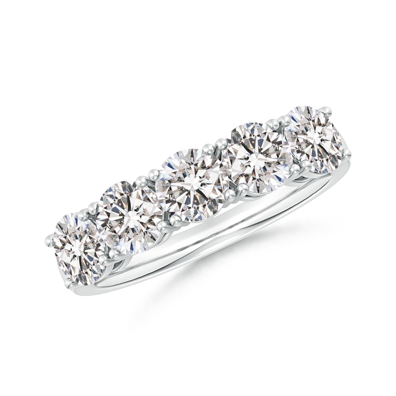 Angara 2.35 Carats Prong-Set Round Diamond Five Stone Wedding Ring in 18K White Gold