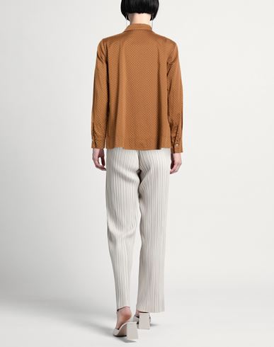 Trebarrabi Woman Top Brown Size M Cotton, Elastic fibres