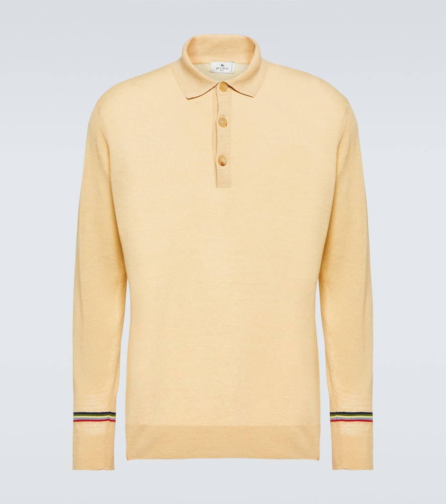 Linen and cotton polo sweater