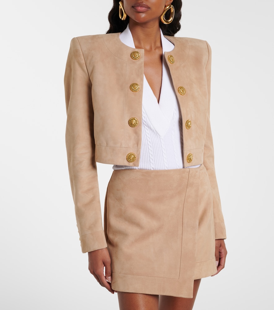 Suede cropped jacket