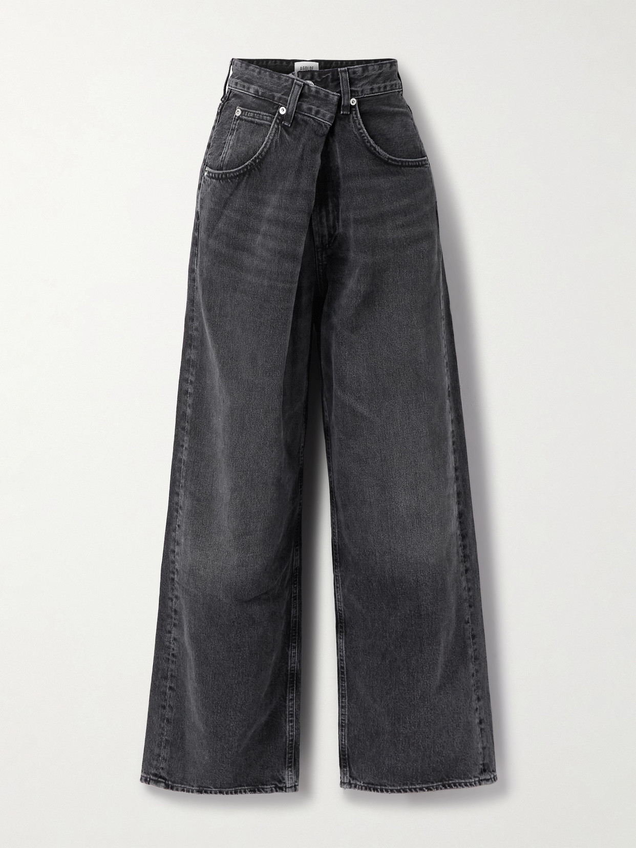 Vana Draped Low-rise Wide-leg Jeans - Black