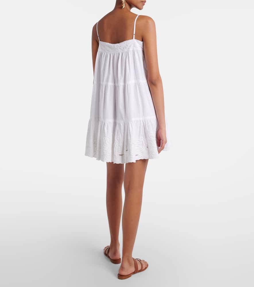 Embroidered cotton poplin slip dress