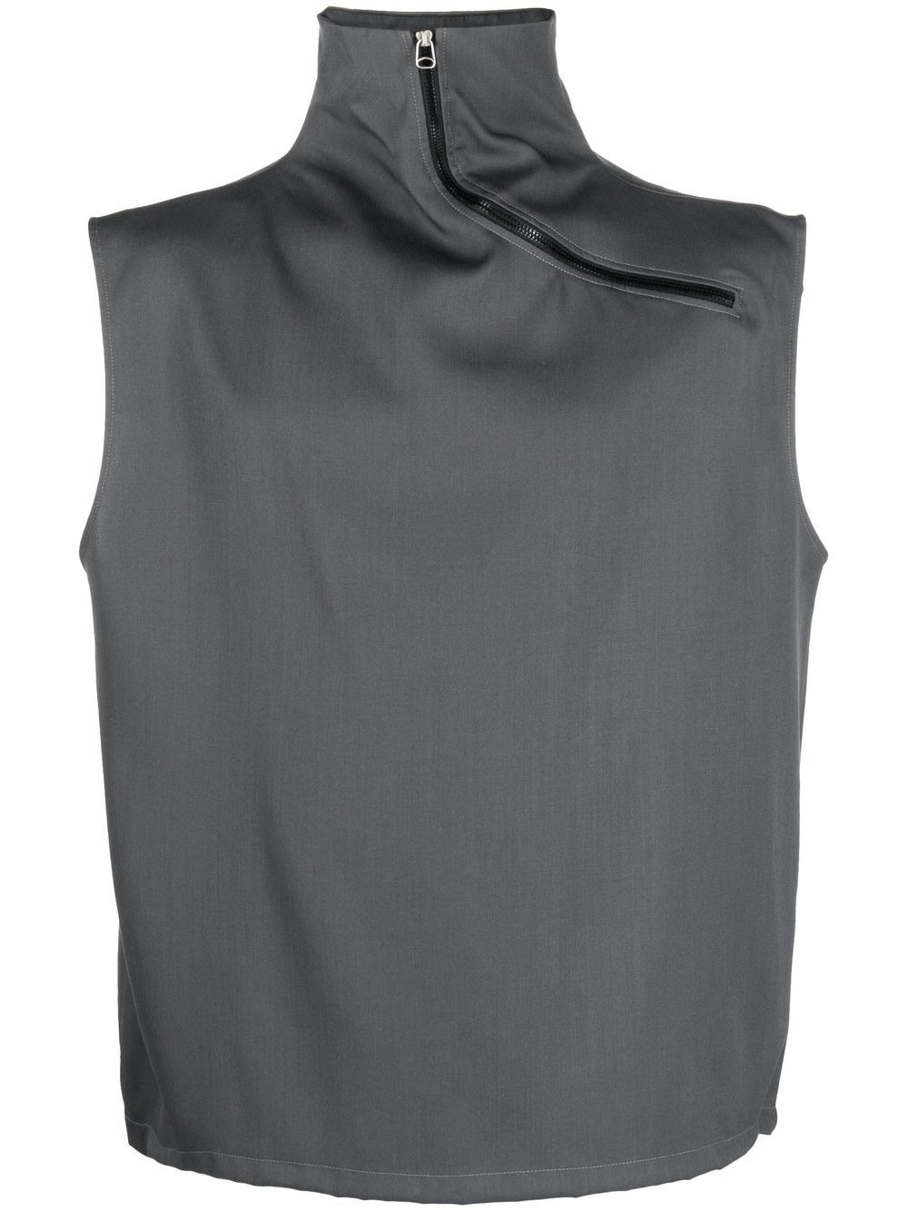 Sleeveless zip-up top - Black