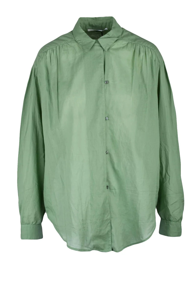 Relaxed Fit Green Brushed Cotton Shirt