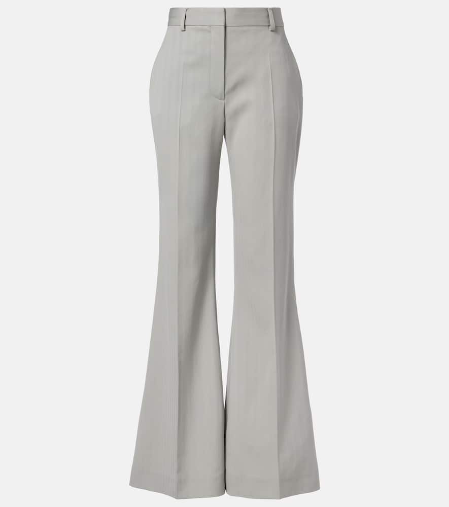 Striped wool wide-leg pants
