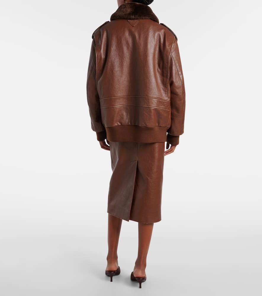 Shearling-trimmed leather jacket