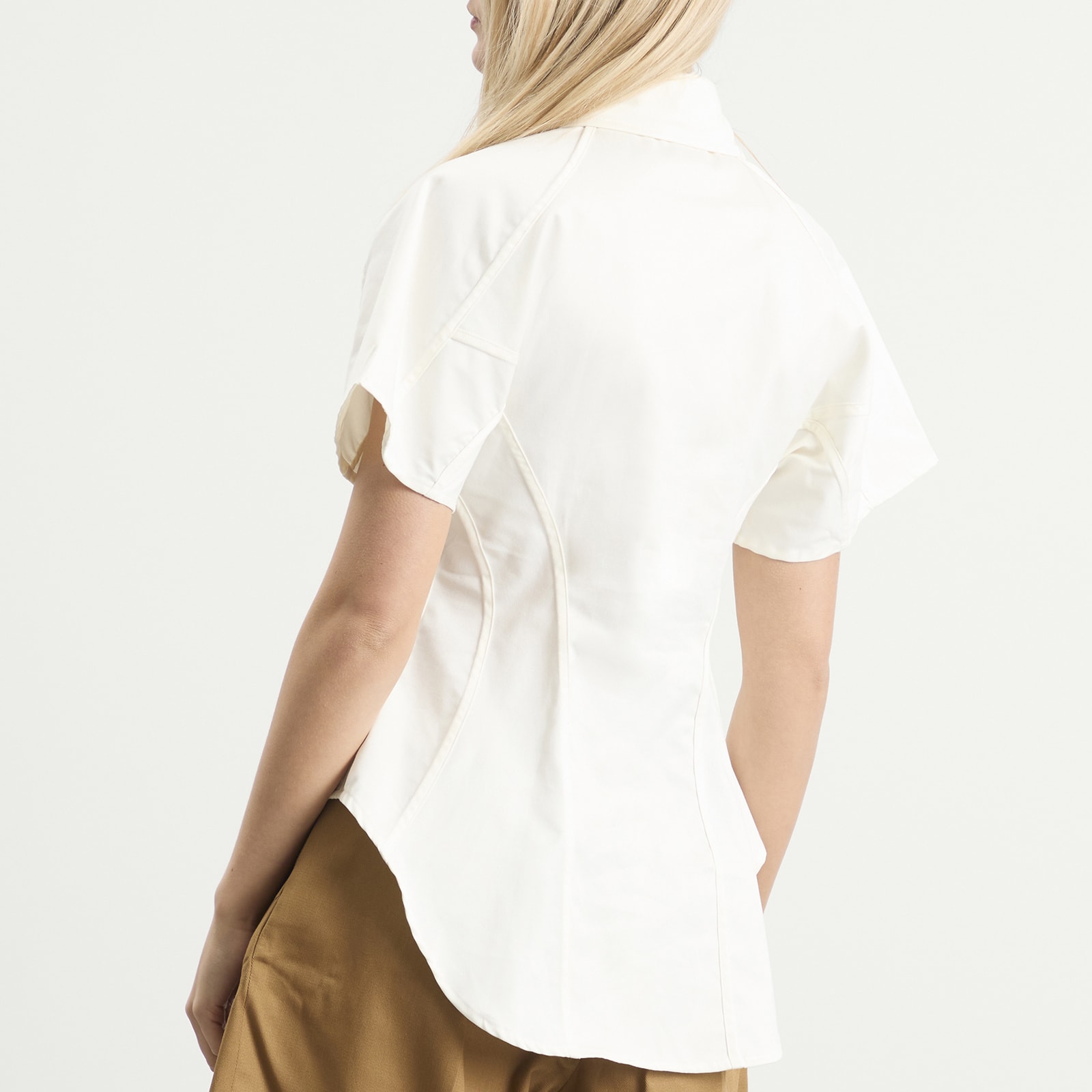 Women's Panelled Contoured Bustier Blouse White