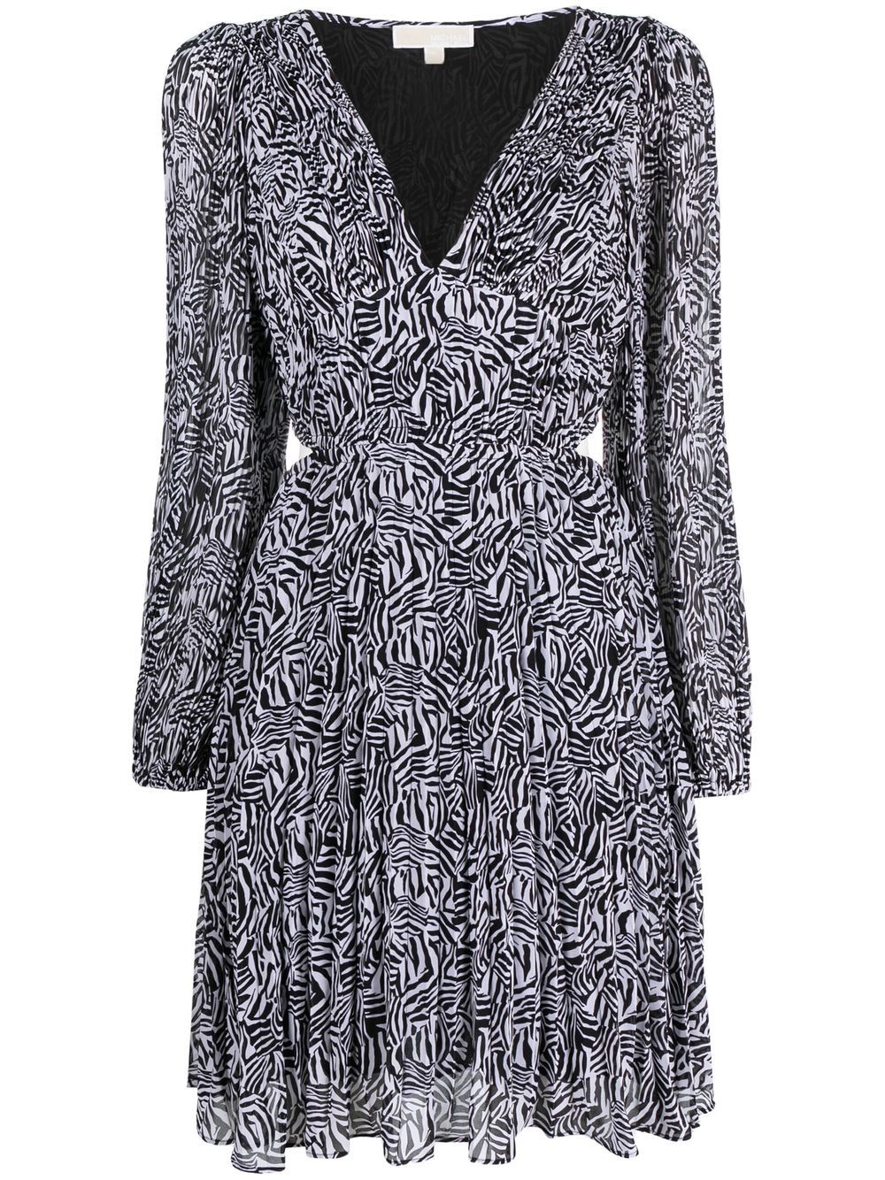 Pleated zebra-print mini dress - Black