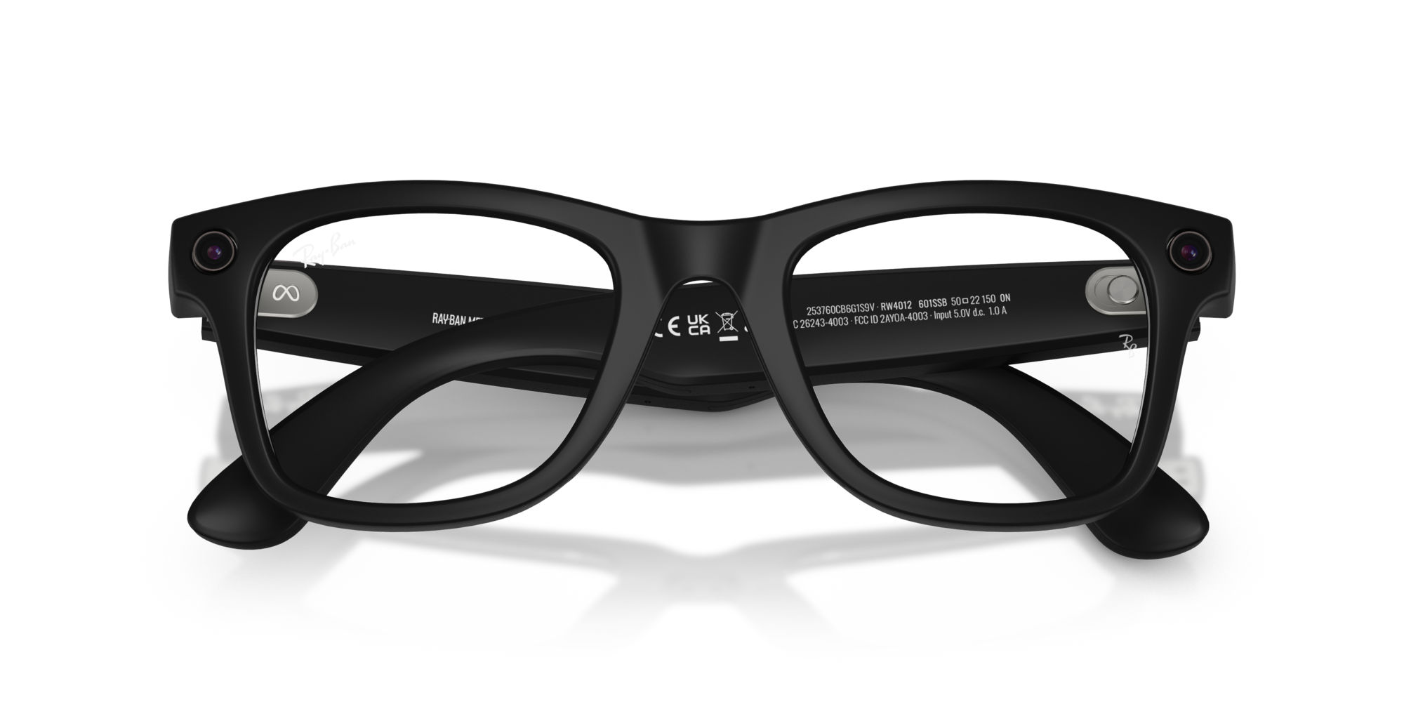 Ray - Ban Unisex Ray - Ban RW4012 Ray-Ban Meta Gen 2 Wayfarer 601SSB Optical frames Injected Black Transparent Squared Anti-blue light Anti-glare