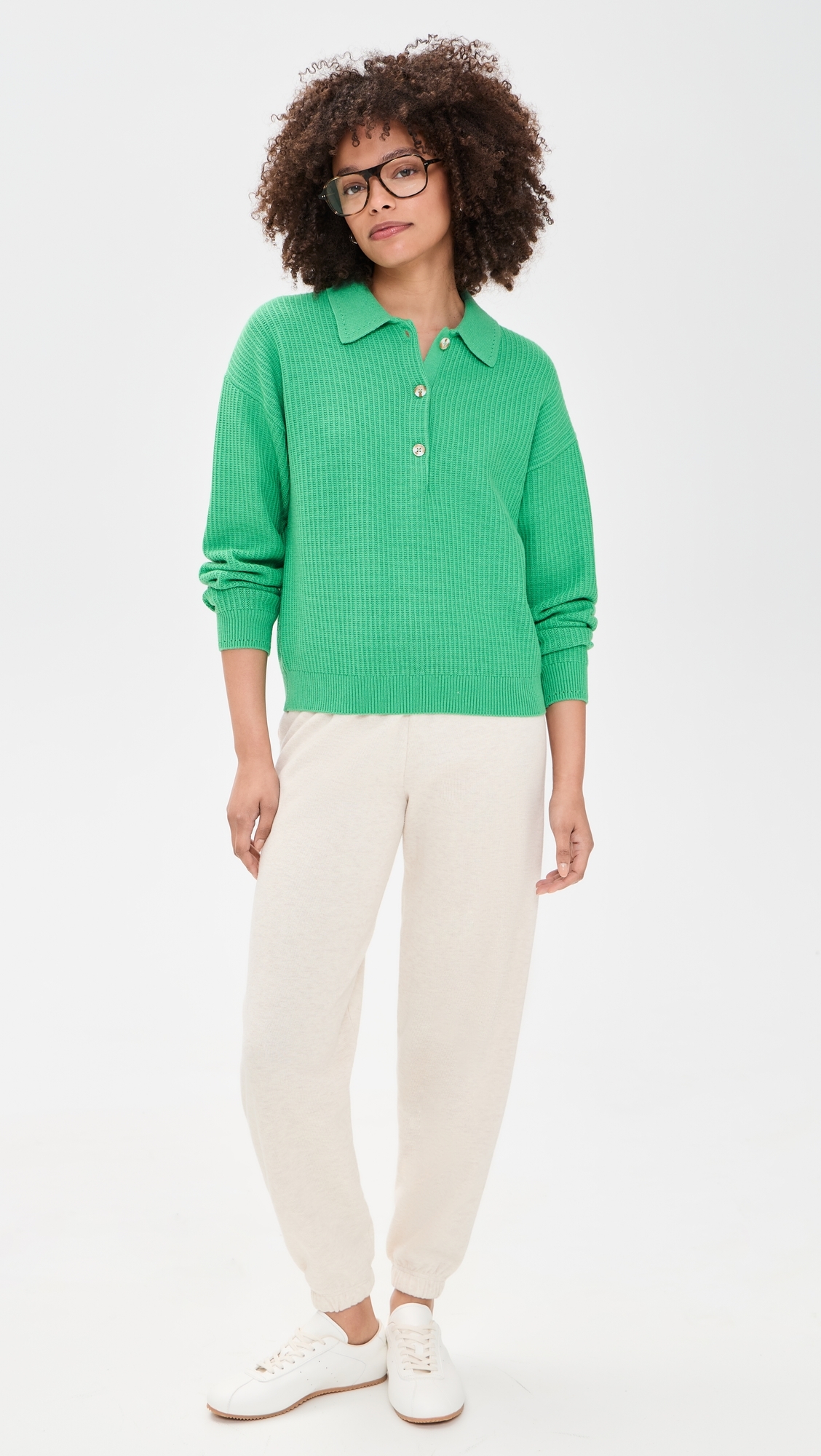 Marlie Knit Polo Sweater Green Spruce