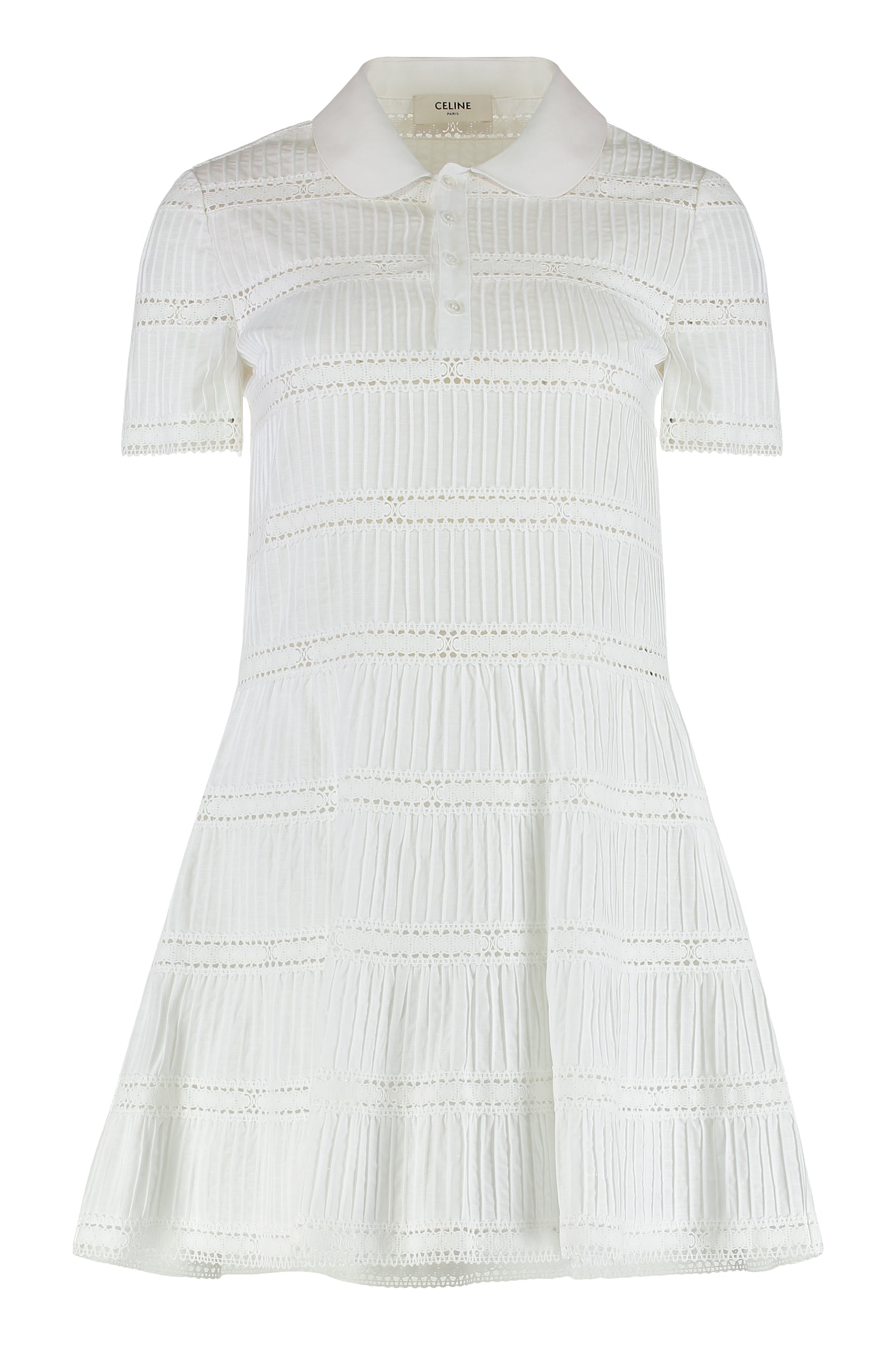 Mini Dress with Embroidered Trims in Cotton Batiste