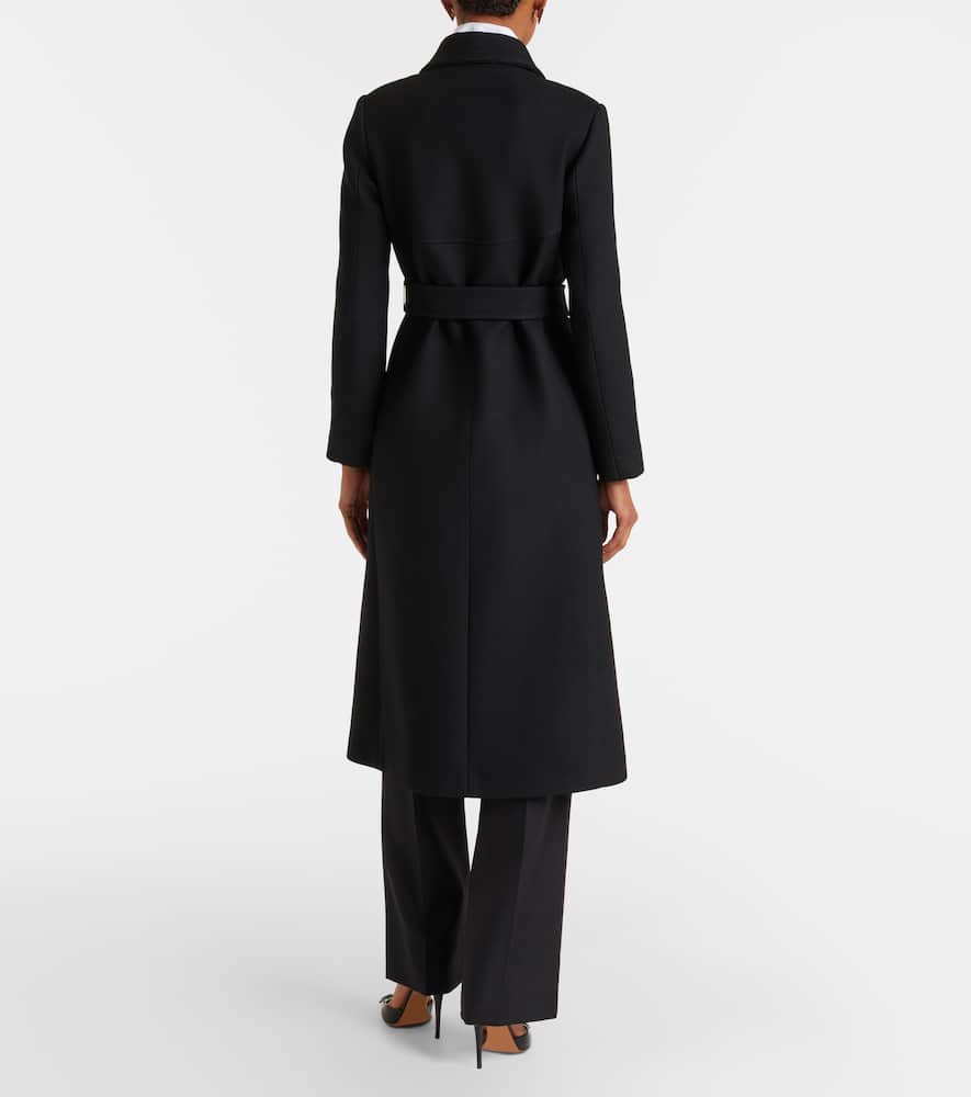 VGold belted wool and silk coat