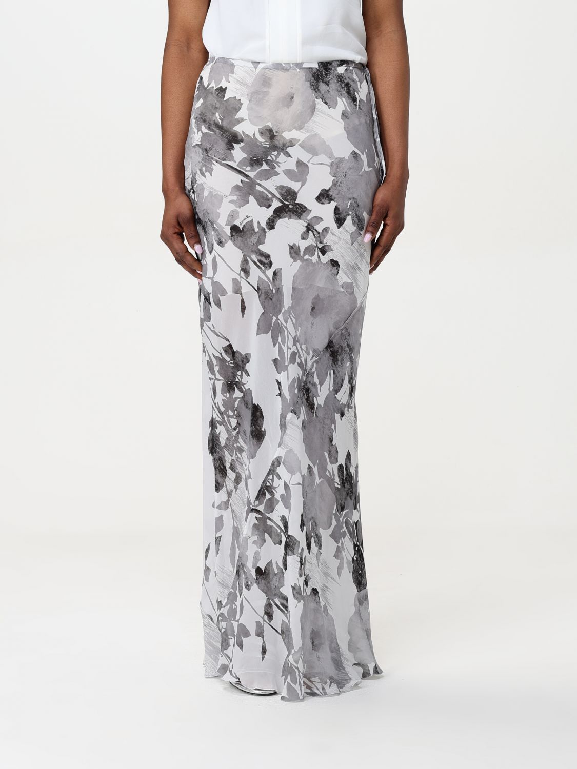Flower-print maxi skirt - Grey