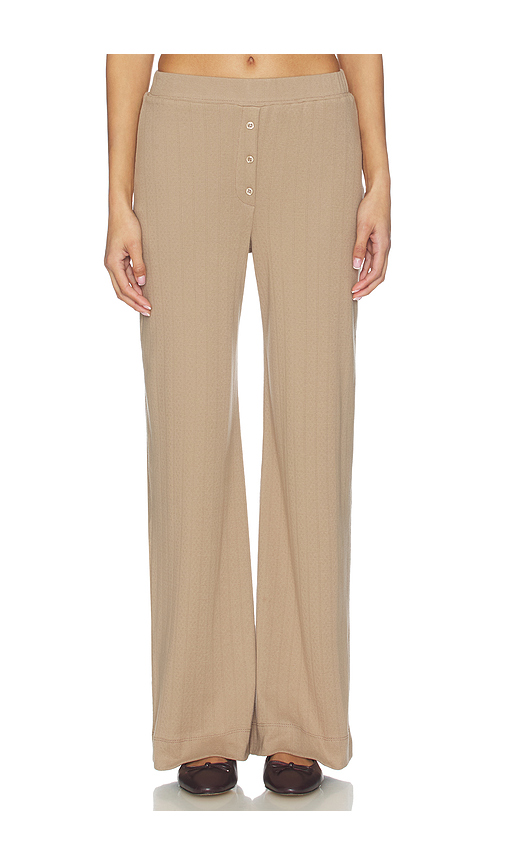 VIR VITA Pointelle Lounge Pant in Brown. M. Also in L, S
