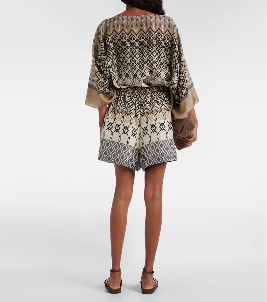 Printed silk shorts