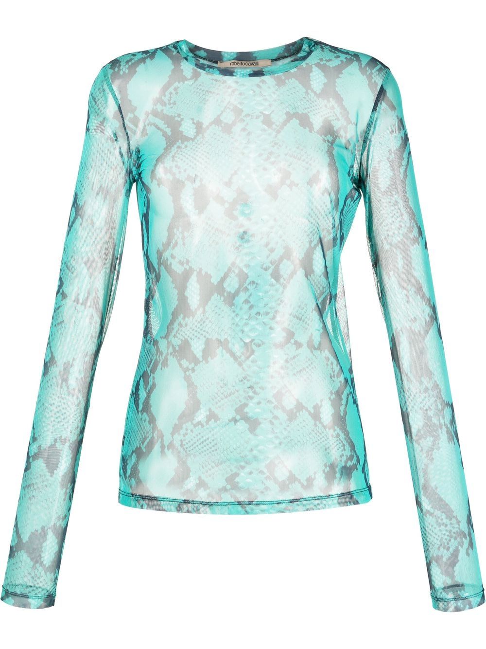 Snakeskin sheer long-sleeve T-Shirt - Blue