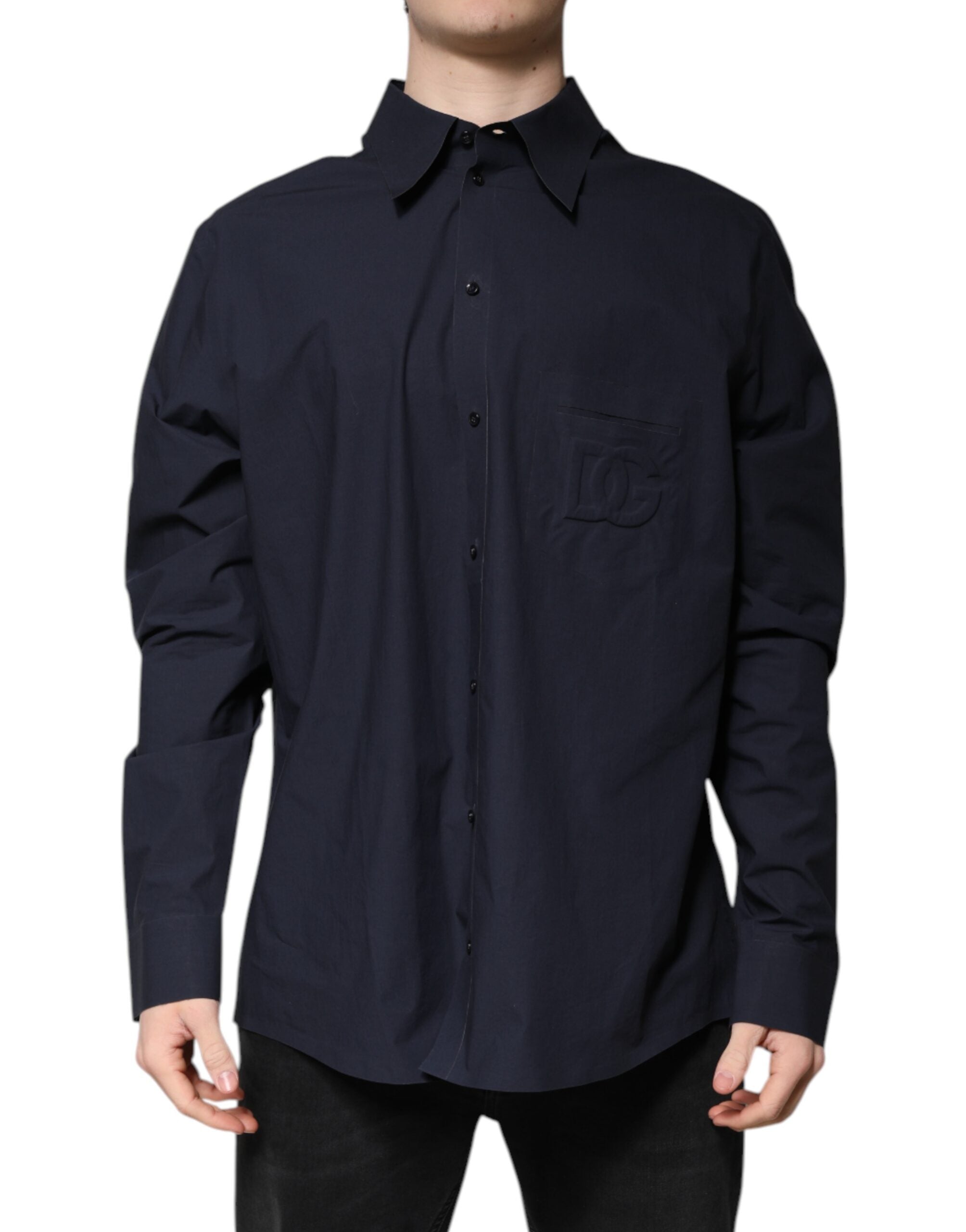 Cotton-Polyester Blend Shirt — Navy