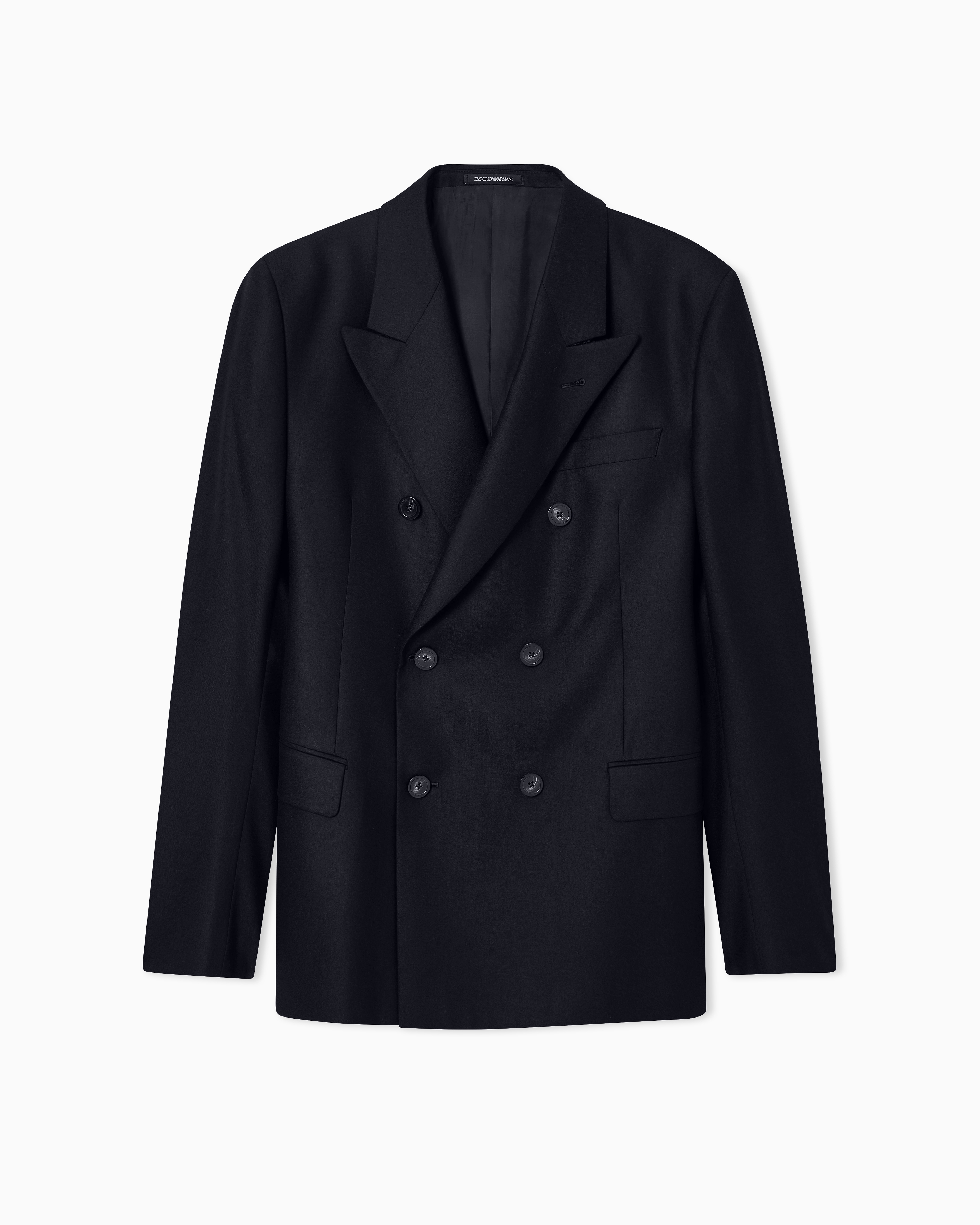 Icon double-breasted jacket in virgin-wool flannel
