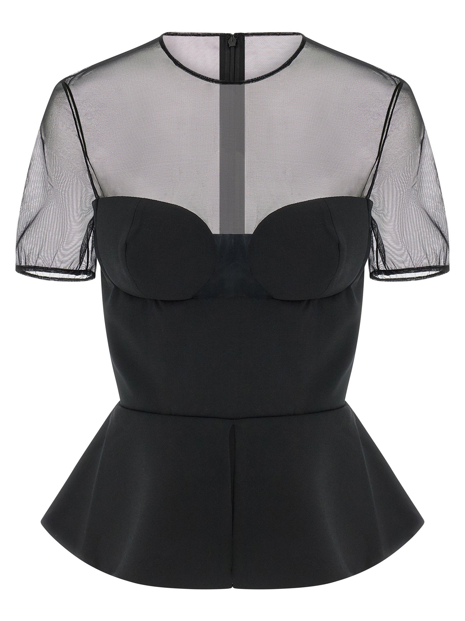 Tailored Bustier With Sheer Neckline Top