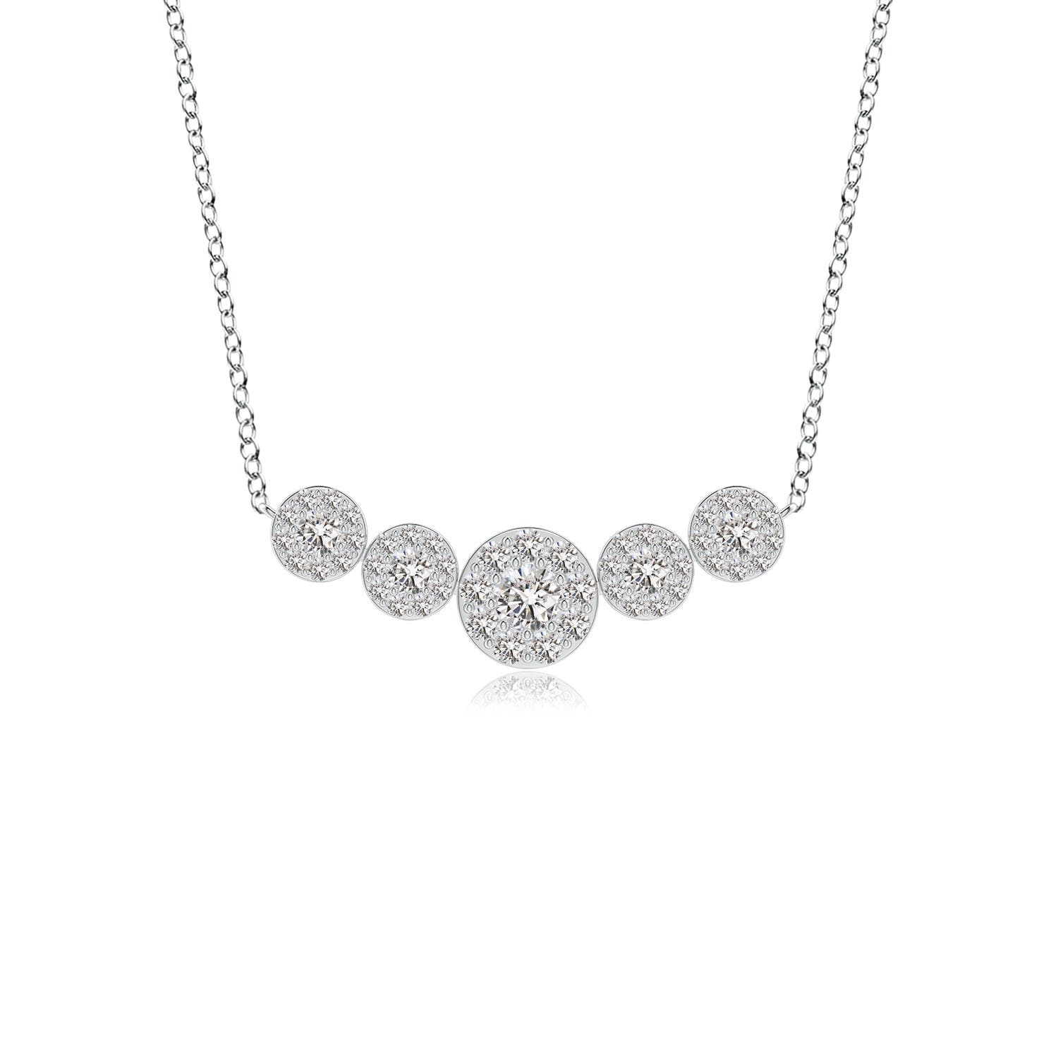 Angara 1.01 Carats Graduated Five Stone Diamond Halo Necklace in Platinum