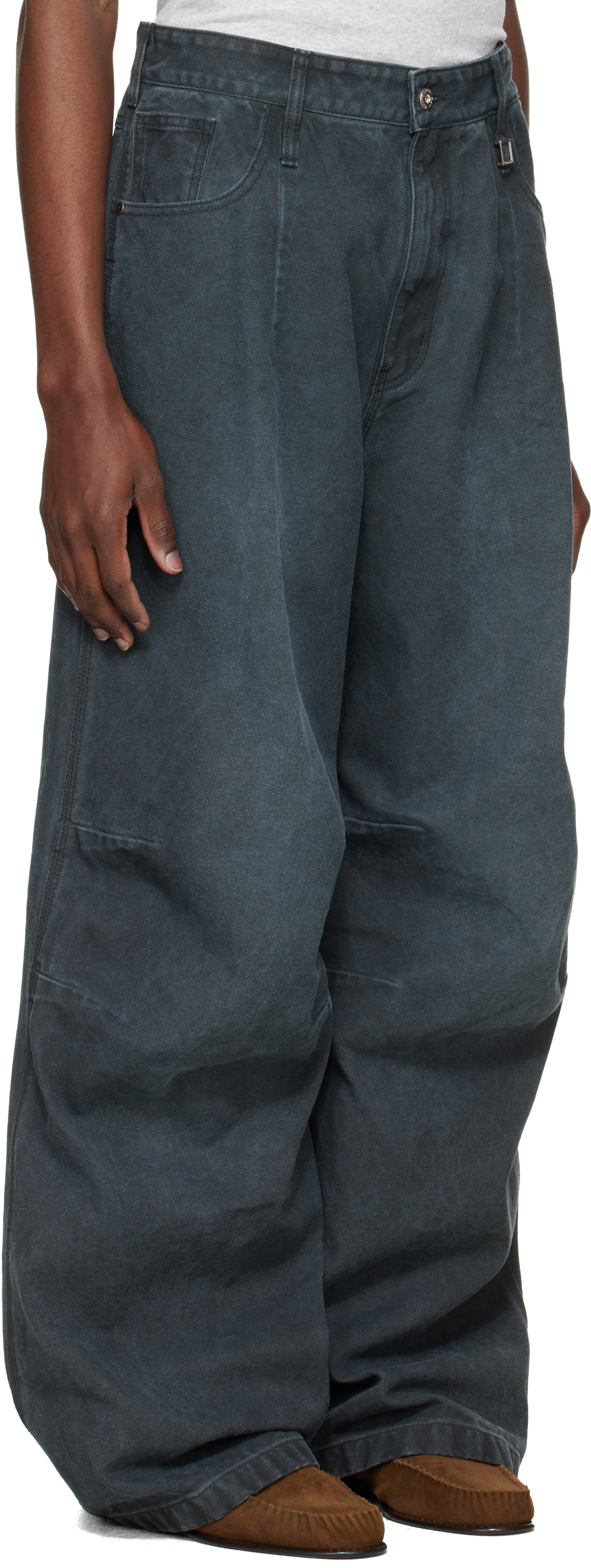 Gray 3D Wide Dyed Trousers
