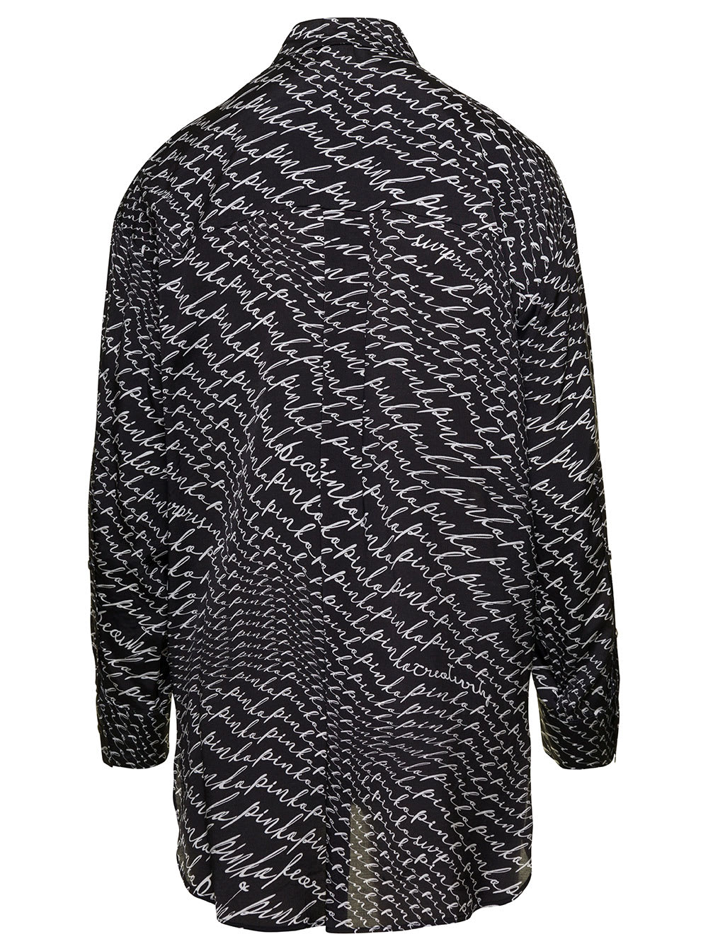 Logo-print spread-collar shirt - Black